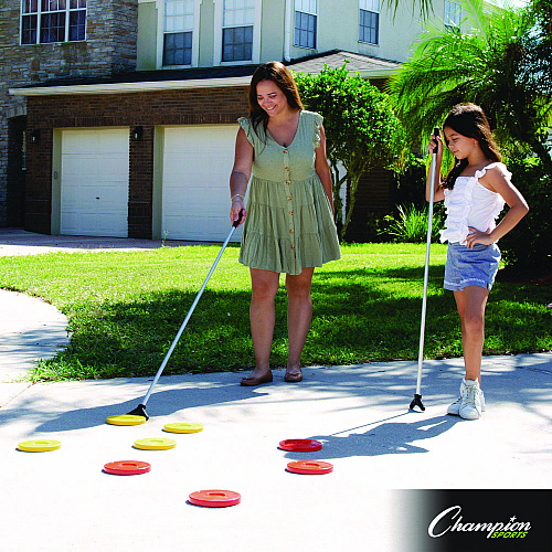 Champion Sports Economy Shuffleboard Set, 15-ft Court, Four 51" Cues, Eight Discs (SBA20)