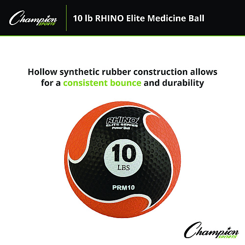 Champion Sports Rhino Elite Medicine Ball, 10 lb, Orange (PRM10)