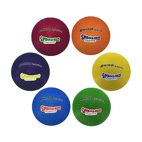 Champion Sports Rhino Skin Super Squeeze Playground Ball Set, 7.5" Diameter, Assorted Colors, 6/Set (SQPGSET)