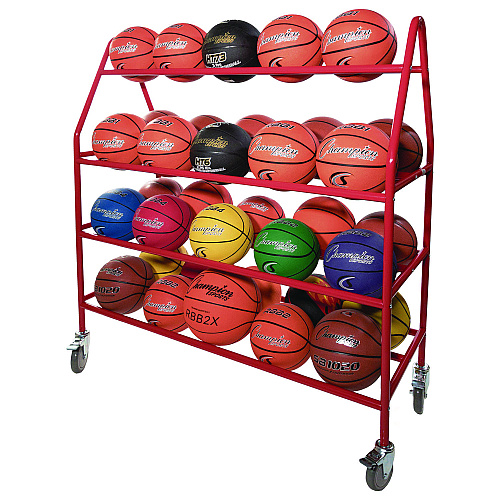 Champion Sports Deluxe Pro Ball Cart, Metal, 176 lb Capacity, 18.5 x 51 x 54, Red (BRCPRO)