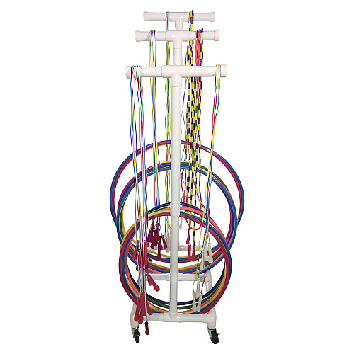 Champion Sports Jump Rope and Hoop Cart, Plastic, 19 x 28 x 69, White (RHRACK)