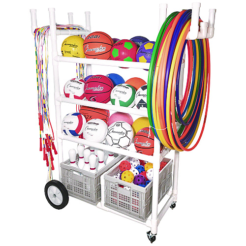 Champion Sports High Impact All-Terrain Heavy-Duty Cart, Plastic, 176 lb Capacity, 19 x 53 x 58, White (TWCART)