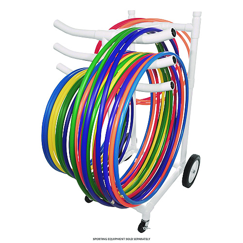 Champion Sports Hoop Storage Rack, Plastic, 176 lb Capacity, 26 x 22 x 49, White (HCRACK)