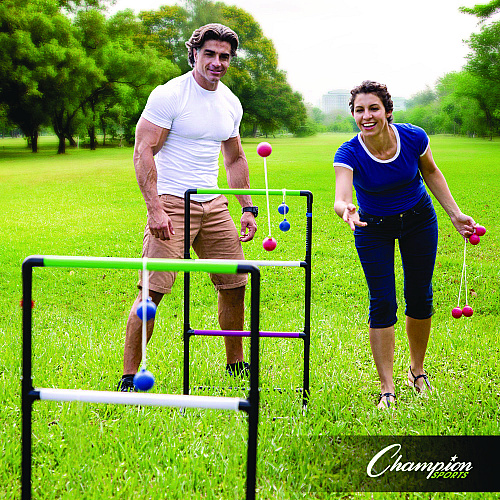 Champion Sports Ladder Ball Game Set, (2) 22" x 37.5" Ladders/(6) Bolas/Carry Bag (LGSTSET)