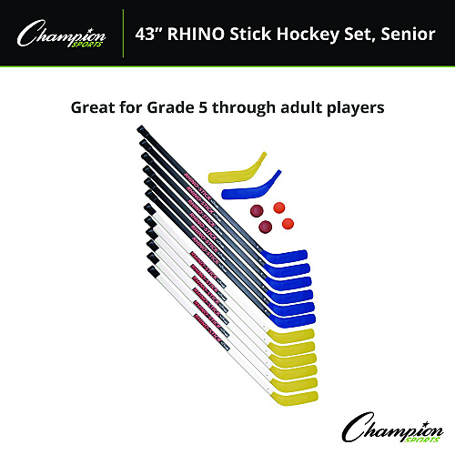 Champion Sports 43" Rhino Stick Hockey Set, 12 Sticks/2 Pucks/2 Balls/2 Extra Blades (HS43SET)