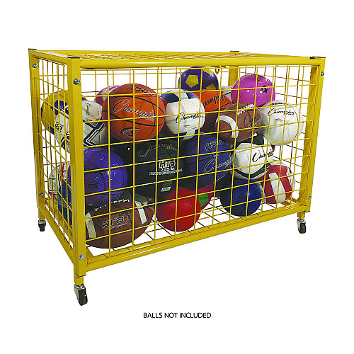 Champion Sports Full Size Lockable Ball Locker, Metal, 132 lb Capacity, 24 x 42 x 29.75, Yellow (LRCL)