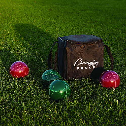 Champion Sports Deluxe Bocce Tournament Set, 4.25" dia Balls, Assorted Colors (CG200)