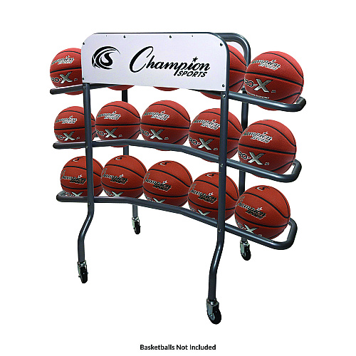 Champion Sports 3-Tier Pro Basketball Rack, Metal, 220 lb Capacity, 8 x 60 x 48, Silver (CBR15)