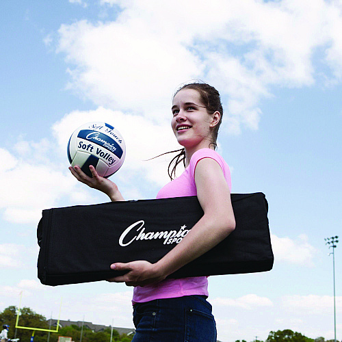 Champion Sports Deluxe Volleyball Set, Official-Size Volleyball, Volleyball Net (VBSET)