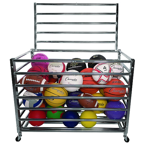 Champion Sports Heavy Duty Lockable Ball Locker, Metal, 132 lb Capacity, 24 x 42 x 30, High-Polish Black (LBCXX)