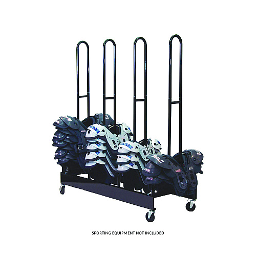 Champion Sports Mobile Four-Stack Shoulder Pad Rack, Metal, 176 lb Capacity, 24" x 59" x 68", Black (FBSPR4)