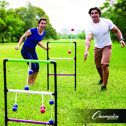 Champion Sports Ladder Ball Game Set, (2) 22" x 37.5" Ladders/(6) Bolas/Carry Bag (LGSTSET)