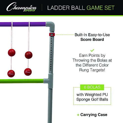 Champion Sports Pro Ladder Golf Game Set, (2) 22" x 37.5" Ladders/Six Bolas/Carry Bag (LGSTPRO)