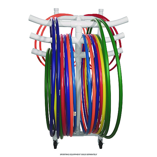Champion Sports Hoop Storage Rack, Plastic, 176 lb Capacity, 26 x 22 x 49, White (HCRACK)