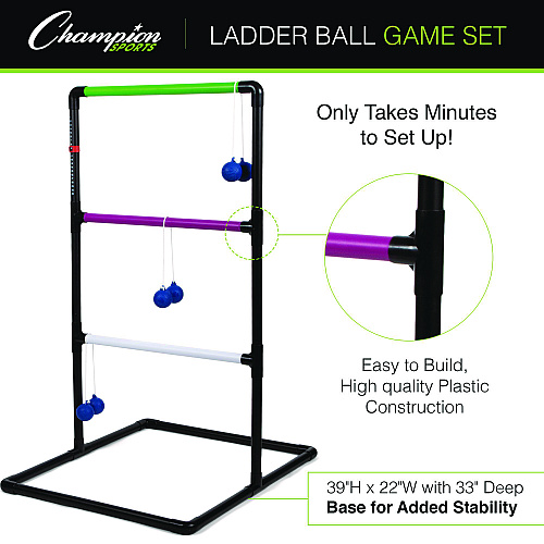 Champion Sports Ladder Ball Game Set, (2) 22" x 37.5" Ladders/(6) Bolas/Carry Bag (LGSTSET)
