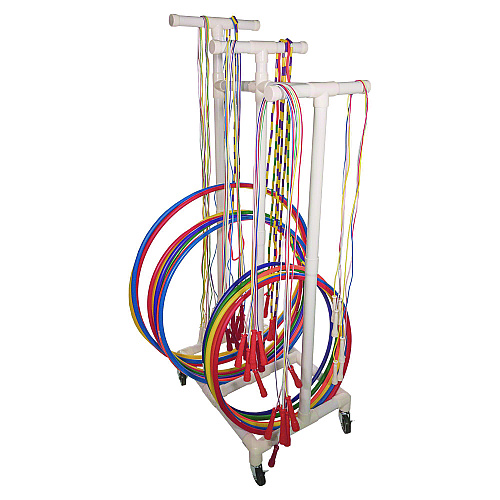 Champion Sports Jump Rope and Hoop Cart, Plastic, 19 x 28 x 69, White (RHRACK)