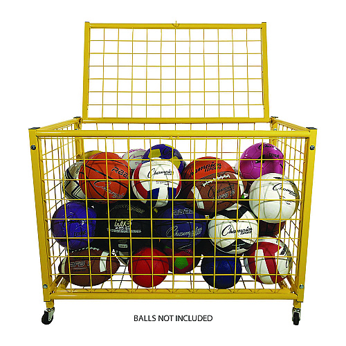 Champion Sports Full Size Lockable Ball Locker, Metal, 132 lb Capacity, 24 x 42 x 29.75, Yellow (LRCL)