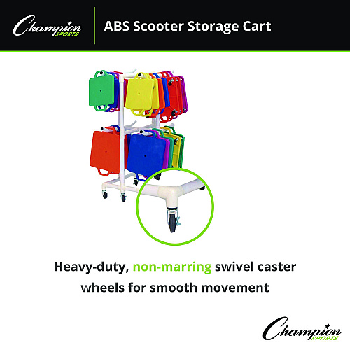 Champion Sports ABS Scooter Storage Cart, Plastic, 176 lb Capacity, 21 x 27 x 54, White (MSCART)