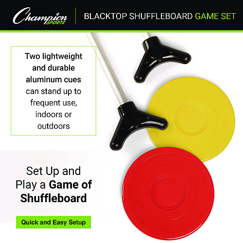 Champion Sports Economy Shuffleboard Set, 15-ft Court, Four 51" Cues, Eight Discs (SBA20)