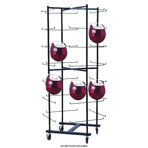 Champion Sports 56 Football Helmet Rolling Rack, 26" x 28" x 81", Black (FBWR)