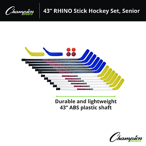 Champion Sports 43" Rhino Stick Hockey Set, 12 Sticks/2 Pucks/2 Balls/2 Extra Blades (HS43SET)