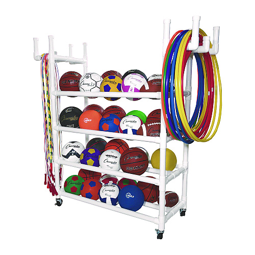 Champion Sports Equipment Cart, Plastic, 176 lb Capacity, 19 x 61 x 62, White (PECART)