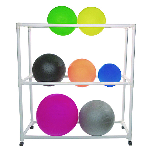 Champion Sports 9 Ball ABS Storage Cart, Plastic, 132 lb Capacity, 19 x 62 x 67, White (FPR1)