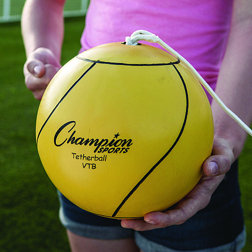Champion Sports Deluxe Tether Ball Set, Tetherball/102" Cord/(4) 24" Telescoping Poles/Carry Bag/Pump with Needle (DTBSET)