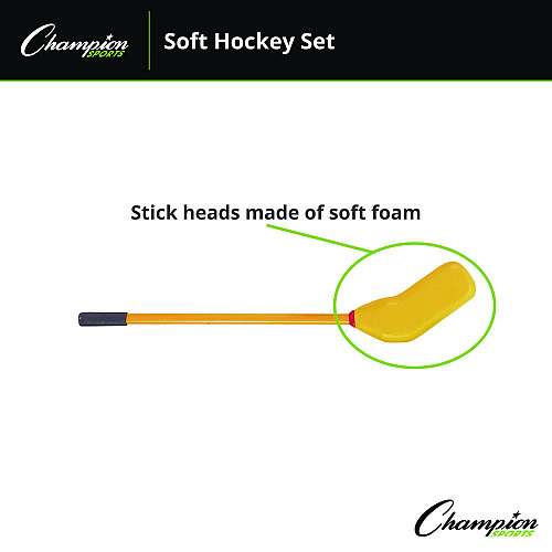 Champion Sports Rhino Soft Hockey Set, 30" Long, (10) Sticks/7" Ball/4" Puck (HS10SET)