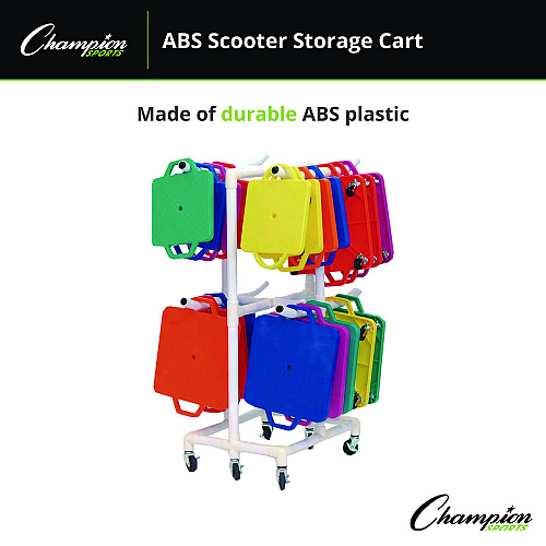 Champion Sports ABS Scooter Storage Cart, Plastic, 176 lb Capacity, 21 x 27 x 54, White (MSCART)