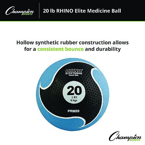 Champion Sports Rhino Elite Medicine Ball, 20 lb, Blue (PRM20)