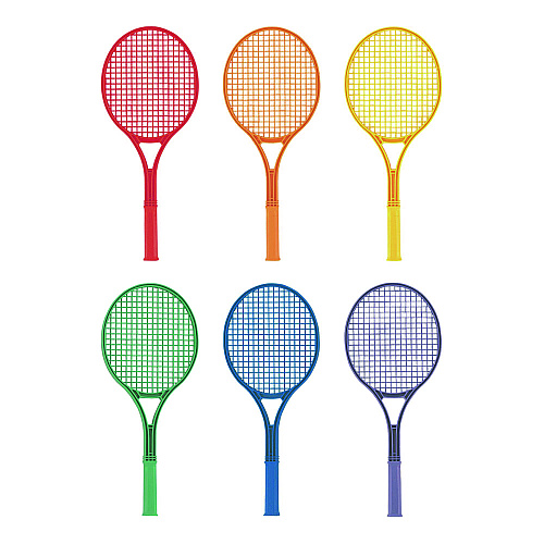 Champion Sports Plastic Tennis Racket Set, Six 21" Rackets, Assorted Colors (JTRSET)