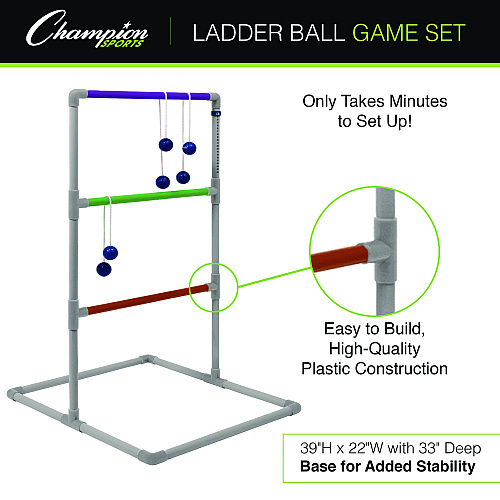 Champion Sports Pro Ladder Golf Game Set, (2) 22" x 37.5" Ladders/Six Bolas/Carry Bag (LGSTPRO)