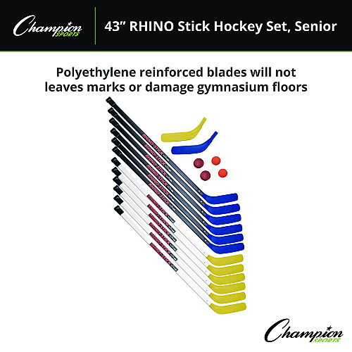 Champion Sports 43" Rhino Stick Hockey Set, 12 Sticks/2 Pucks/2 Balls/2 Extra Blades (HS43SET)