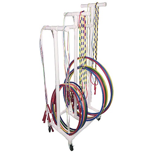 Champion Sports Jump Rope and Hoop Cart, Plastic, 19 x 28 x 69, White (RHRACK)