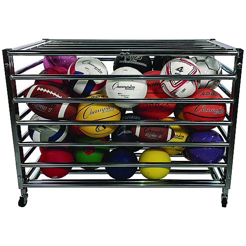 Champion Sports Heavy Duty Lockable Ball Locker, Metal, 132 lb Capacity, 24 x 42 x 30, High-Polish Black (LBCXX)