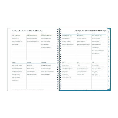 Blue Sky Ditsy Dapple Light CYO Cover Weekly/Monthly Lesson Planner, 9 Classes, 11 x 8.5 Sheets, 12-Month (July to June), 2025 to 2026 (132002)