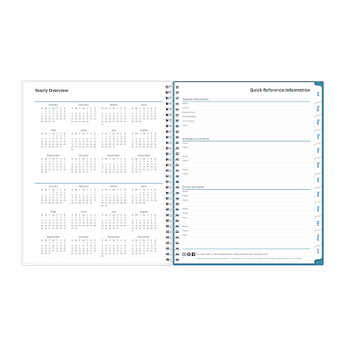 Blue Sky Teacher Dots CYO Cover Weekly/Monthly Lesson Planner, 9 Classes, Multicolor Cover, 11 x 8.5, 12-Month (July-June), 2025-2026 (100330)