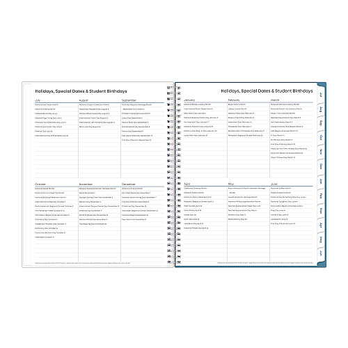 Blue Sky Teacher Dots CYO Cover Weekly/Monthly Lesson Planner, 9 Classes, Multicolor Cover, 11 x 8.5, 12-Month (July-June), 2025-2026 (100330)