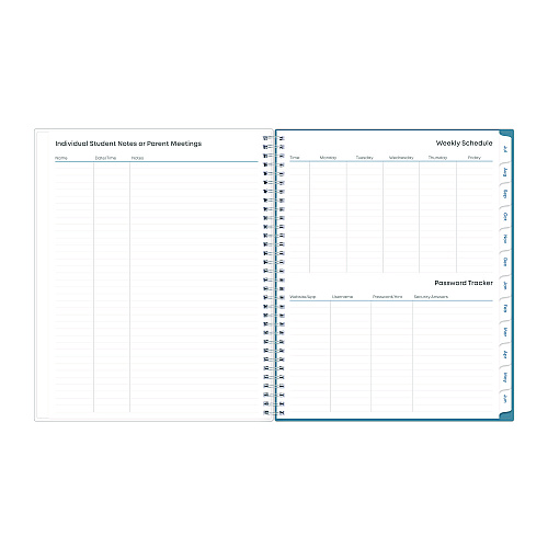 Blue Sky Teacher Dots CYO Cover Weekly/Monthly Lesson Planner, 9 Classes, Multicolor Cover, 11 x 8.5, 12-Month (July-June), 2025-2026 (100330)
