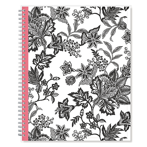 Blue Sky Analeis Create-Your-Own Cover Weekly/Monthly Planner, Floral, 11 x 8.5, White/Black/Coral, 12-Month (July to June): 2025-2026 (130606)