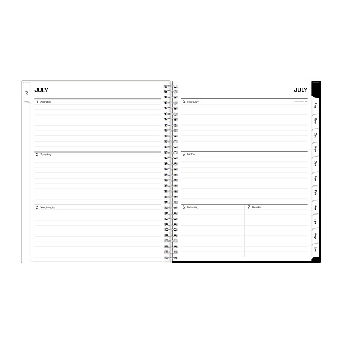 Blue Sky Analeis Create-Your-Own Cover Weekly/Monthly Planner, Floral, 11 x 8.5, White/Black/Coral, 12-Month (July to June): 2025-2026 (130606)