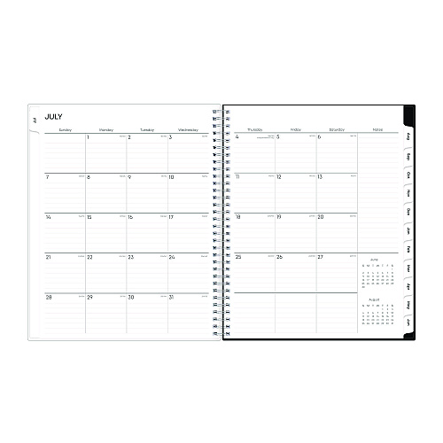 Blue Sky Analeis Create-Your-Own Cover Weekly/Monthly Planner, Floral, 11 x 8.5, White/Black/Coral, 12-Month (July to June): 2025-2026 (130606)