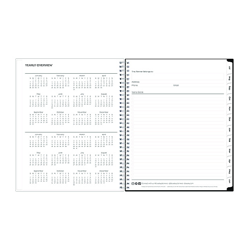 Blue Sky Analeis Create-Your-Own Cover Weekly/Monthly Planner, Floral, 11 x 8.5, White/Black/Coral, 12-Month (July to June): 2025-2026 (130606)