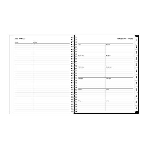 Blue Sky Analeis Create-Your-Own Cover Weekly/Monthly Planner, Floral, 11 x 8.5, White/Black/Coral, 12-Month (July to June): 2025-2026 (130606)