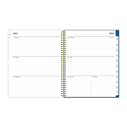 Blue Sky Bakah Blue Academic Year Weekly/Monthly Planner, Floral Artwork, 11 x 8.5, Blue/White Cover, 12-Month (July-June): 2025-2026 (131951)