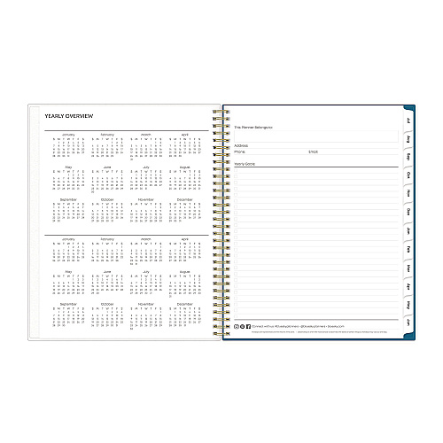 Blue Sky Bakah Blue Academic Year Weekly/Monthly Planner, Floral Artwork, 11 x 8.5, Blue/White Cover, 12-Month (July-June): 2025-2026 (131951)