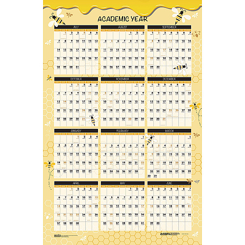 House of Doolittle 100% Recycled Academic Honeycomb Laminated Wall Calendar, 24 x 37, Tan/Yellow Sheets, 12-Month (July-June): 2024 to 2025 (39855)