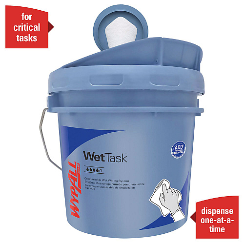 WypAll WetTask Customizable Wet Wiping System, 3.5 gal, Blue, 2/Carton (09361)