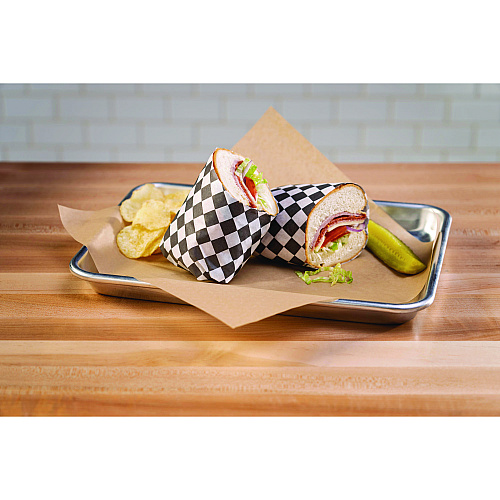 Paterson Grease-Resistant Food Wrap, 12" x 12", Black Check, 5,000/Carton (WG01006)